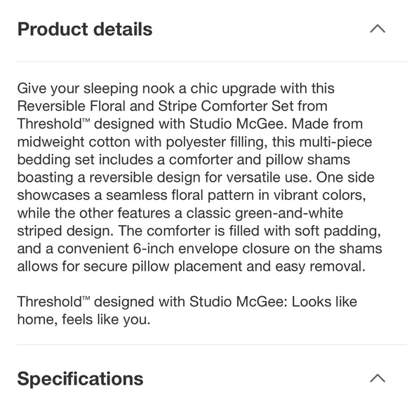 Studio McGee Twin/XL Reversible Floral and Stripe Comforter & Sham Set - Picture 7 of 13